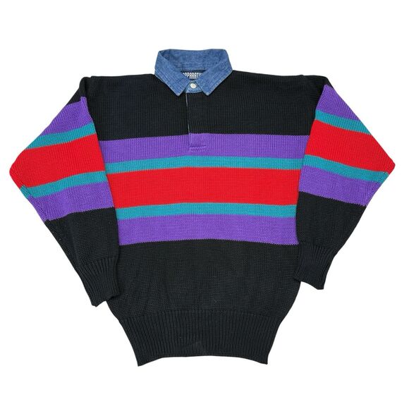 Vintage Apparatus Sweater Womens Size Medium Striped Knit Pullover Collared‎ - Picture 1 of 8